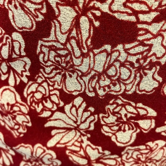 Caslon V-Neck Faux Wrap Dress in Brick Red & Oatmeal, size Small - Picture 3 of 5